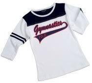 Ladies 3/4 sleeve rib football style tee