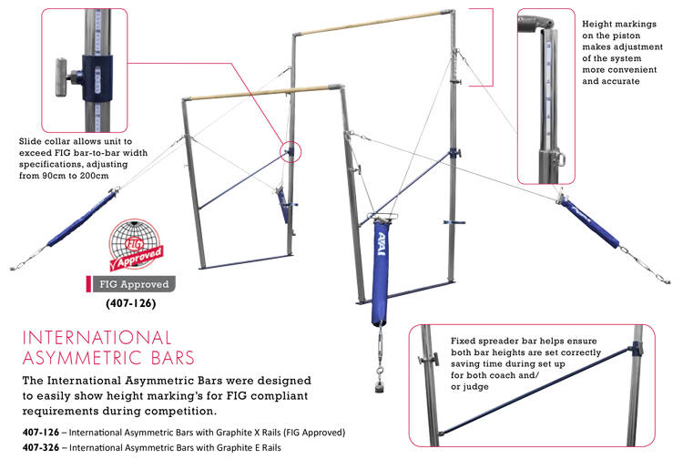 A - International Asymmetric Bars with Graphite X Rails - AAI