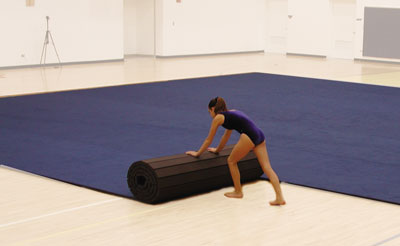 Details about   5'x10'x1 3/8" Dollamur Flexi-Roll Carpeted Fitness/Cheer Mat Maroon EB 
